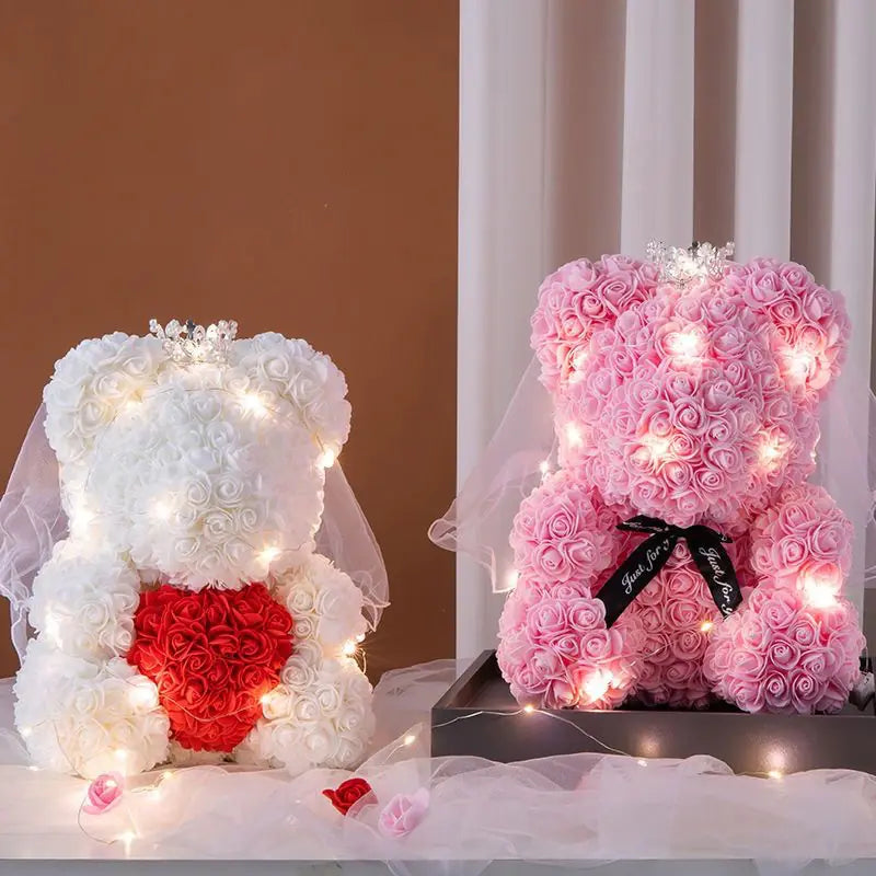 Flower Rose Teddy Bear 25/40cm luminous with box (various colors) 