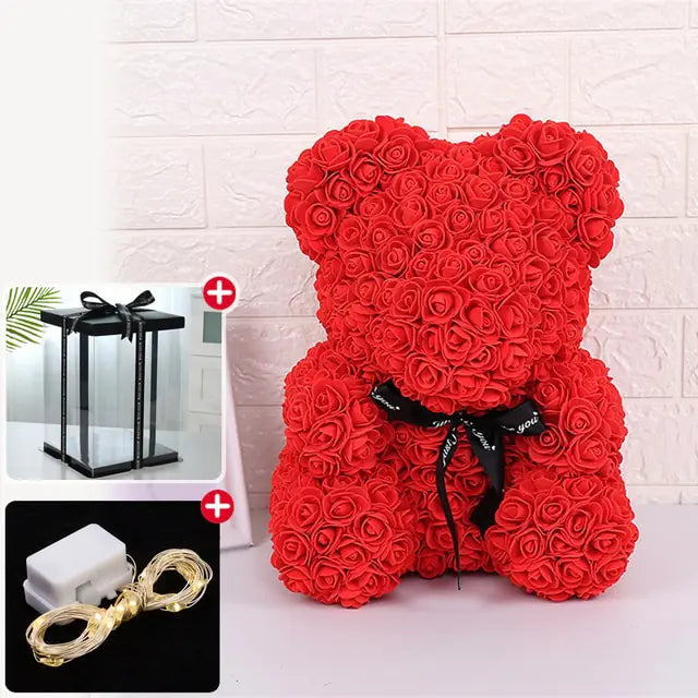 Flower Rose Teddy Bear 25/40cm luminous with box (various colors) 