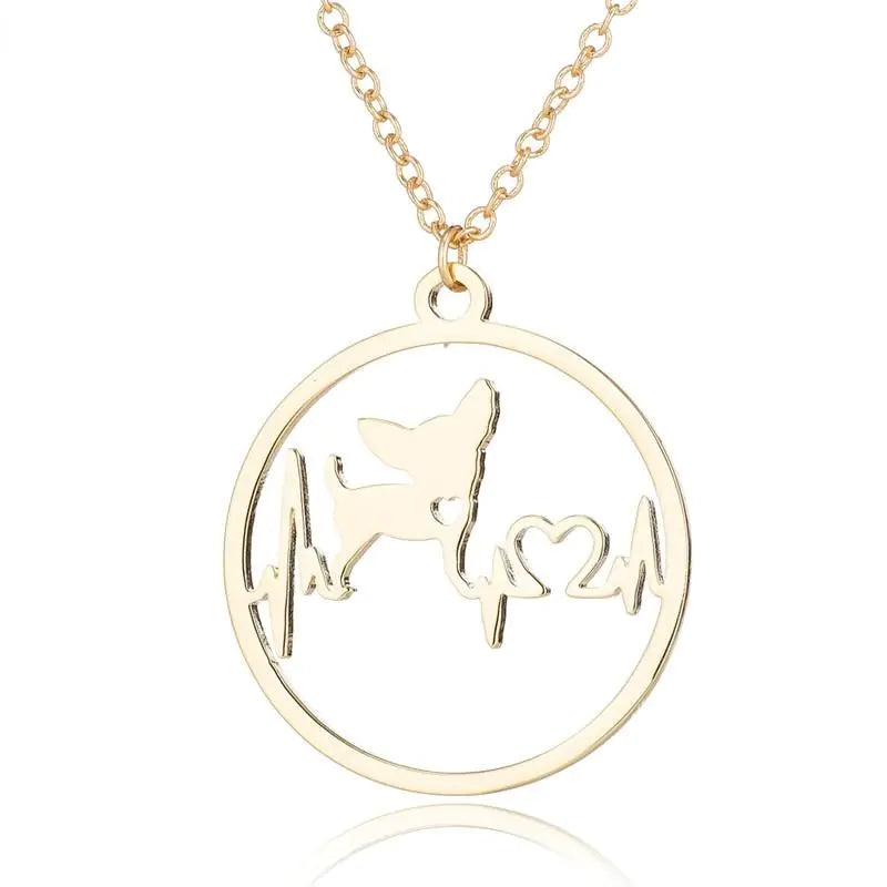 Circular Chihuahua Necklace gold/silver