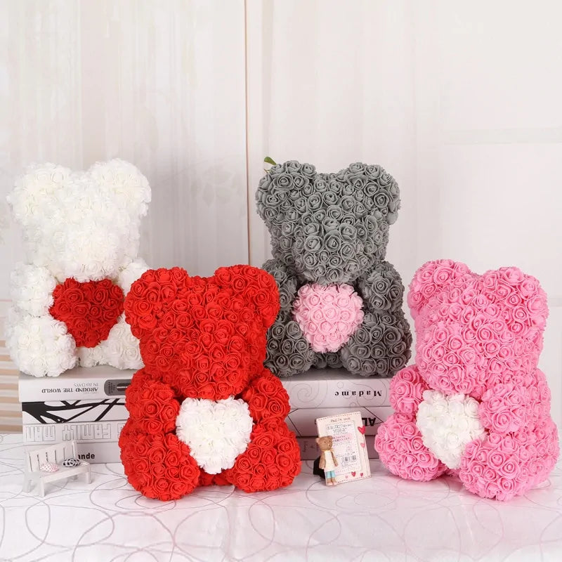 Flower Rose Teddy Bear 40cm with Box (various colors)