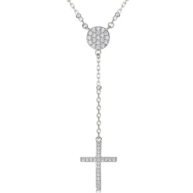 925 Silver Rosary Pendant Necklace 18k platted silver/gold