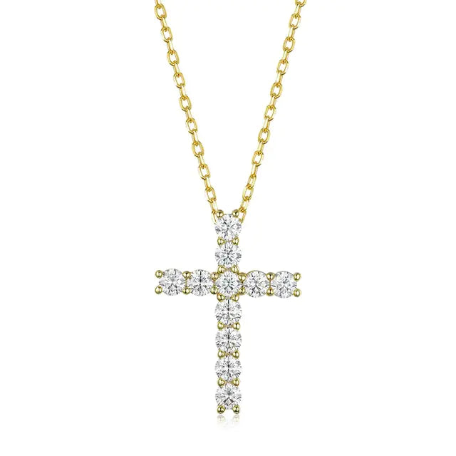 925 silver moissanite cross pendants silver/gold/rose