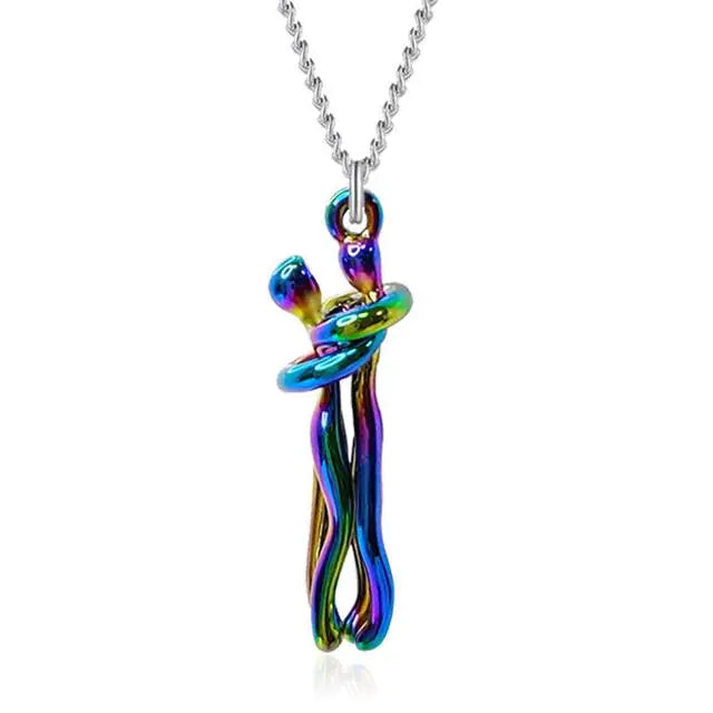 Couple Hugging Pendant Necklace (various colors)