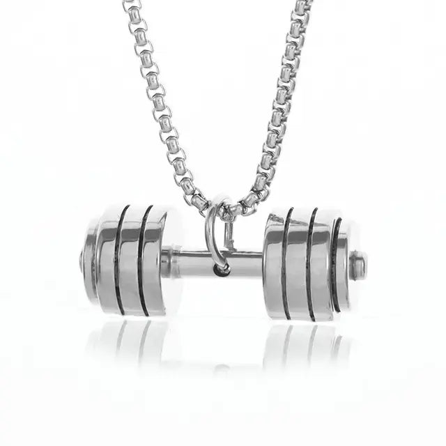 Stainless Steel Dumbbell Necklace gold/silver/black