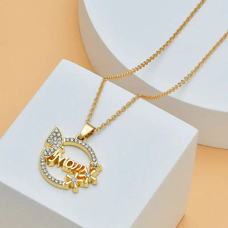 Diamond Heart Mom Necklace (7 different designs)