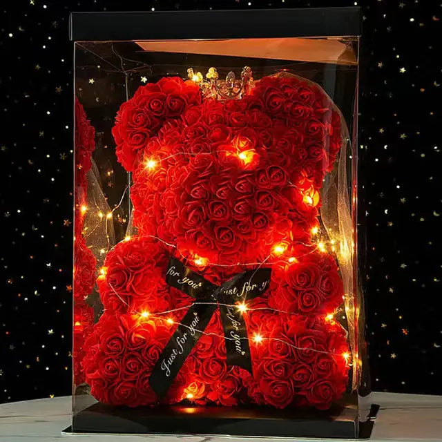 Flower Rose Teddy Bear 25/40cm luminous with box (various colors) 