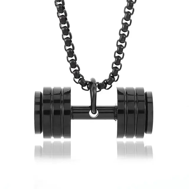 Stainless Steel Dumbbell Necklace gold/silver/black