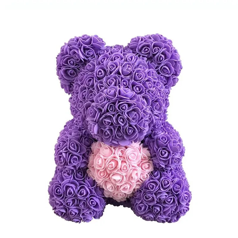 Flower Rose Teddy Bear 40cm with Box (various colors)