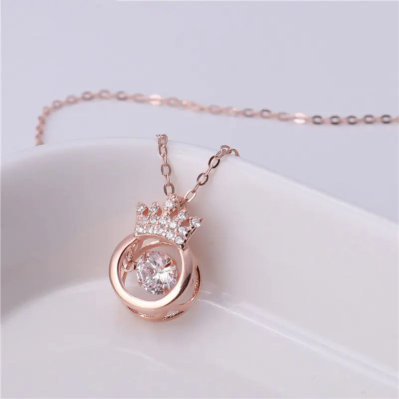 Crown Throbbing Zircon Necklace gold/silver/rose