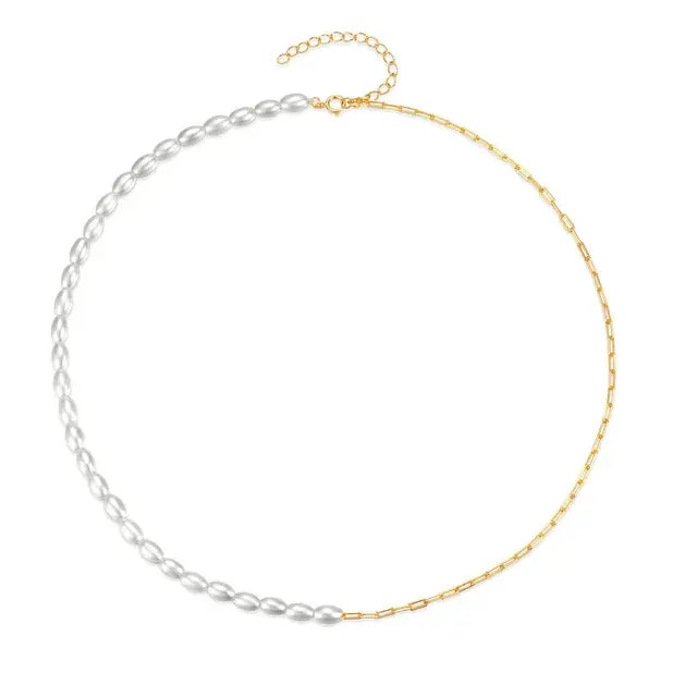 925 silver French Millet Pearl Choker gold/silver