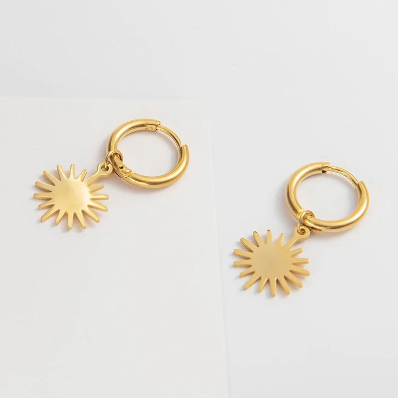 Pendant Hoop Earrings gold