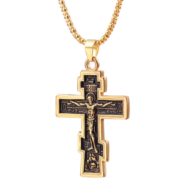 Cross Jesus Pendant Necklace gold