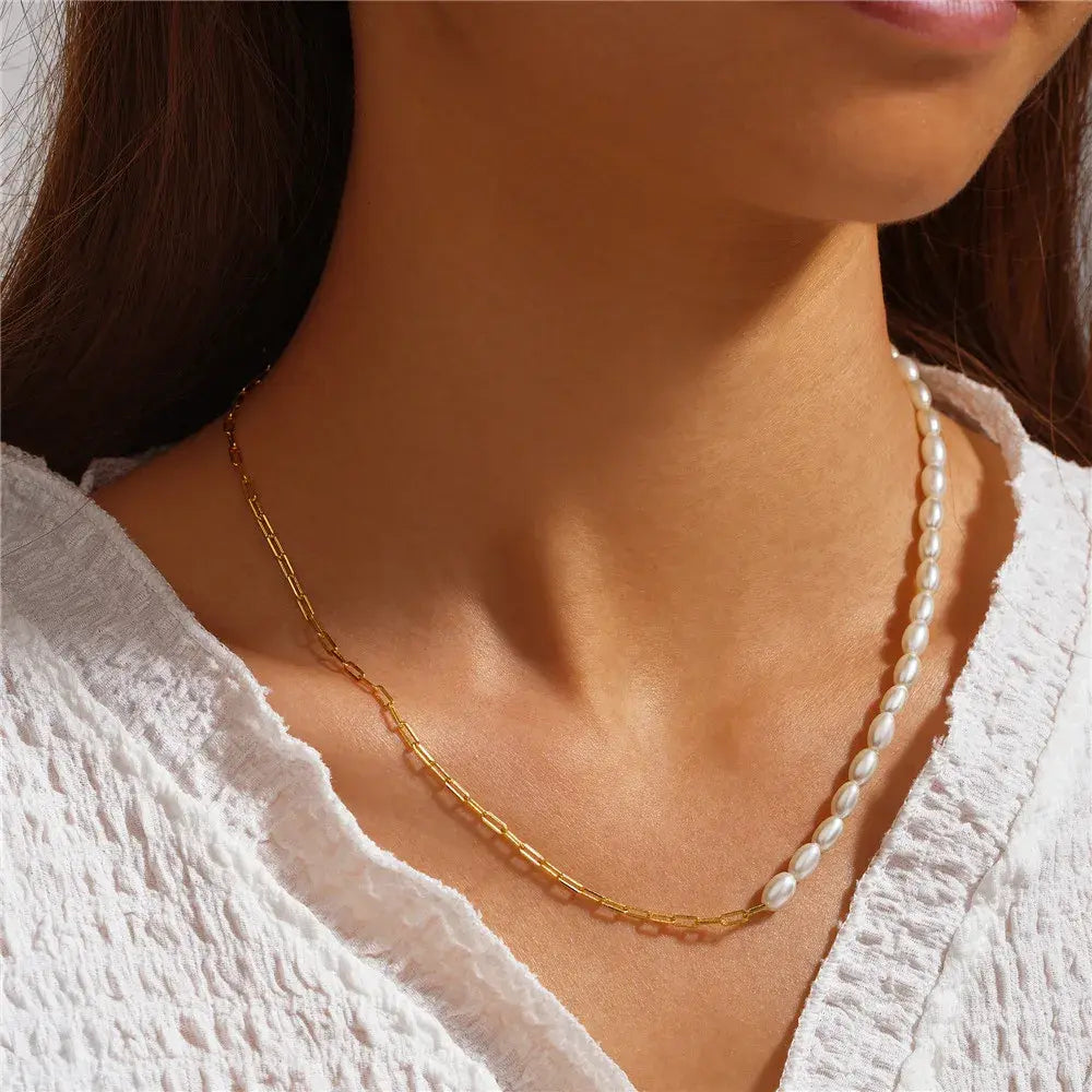 925 silver French Millet Pearl Choker gold/silver