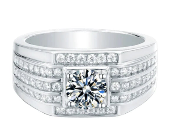 925 Silver 1 Carat Moissanite Men's Ring