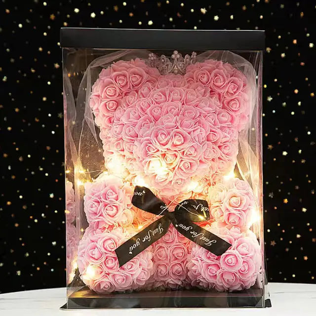 Flower Rose Teddy Bear 25/40cm luminous with box (various colors) 