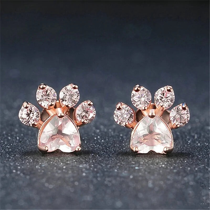 Rose Gold Paw Earrings rose/purple