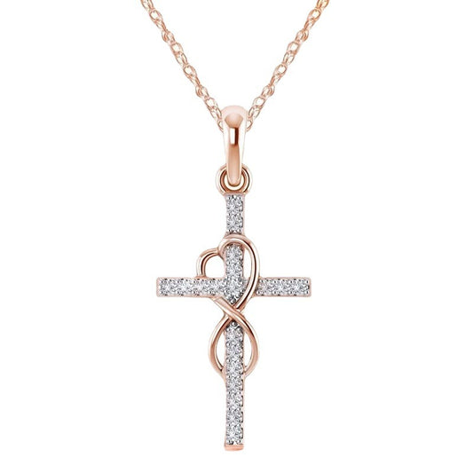 cross necklace in gold/rose/silver