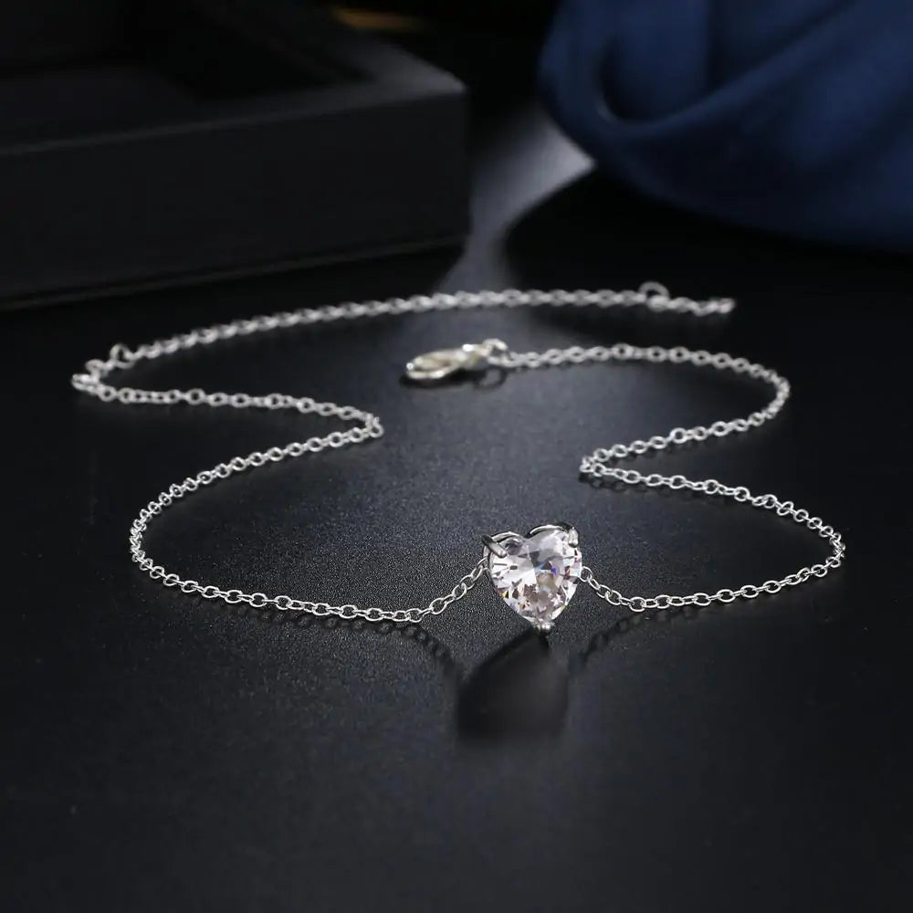 Crystal Heart Necklace silver