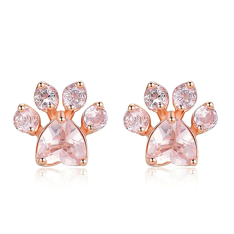 Rose Gold Paw Earrings rose/purple