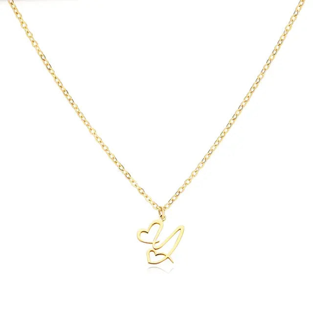 Heart Initial Letter Necklace Alphabet A-Z