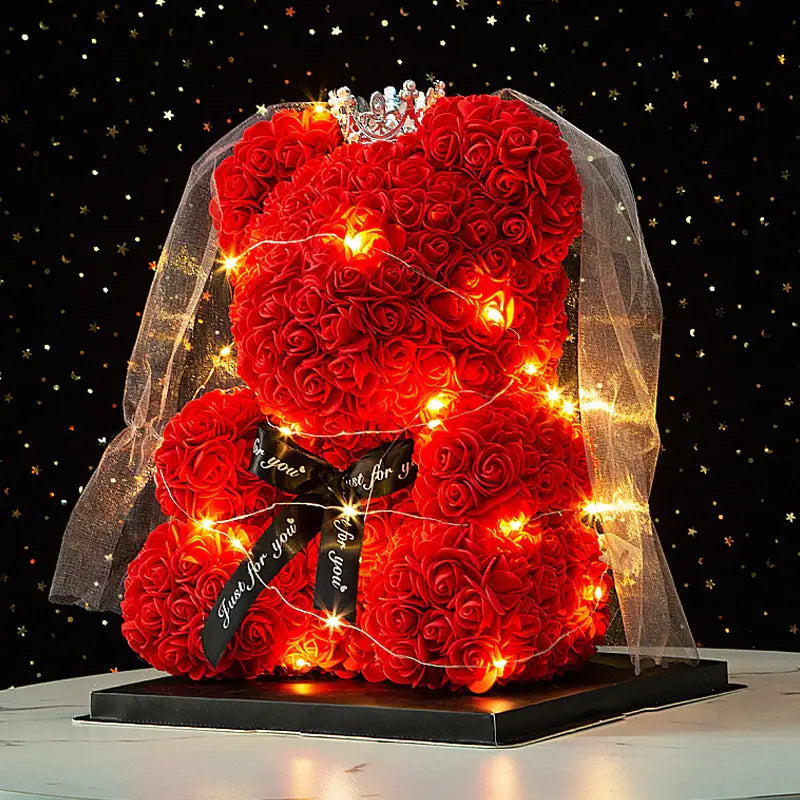 Flower Rose Teddy Bear 25/40cm luminous with box (various colors) 