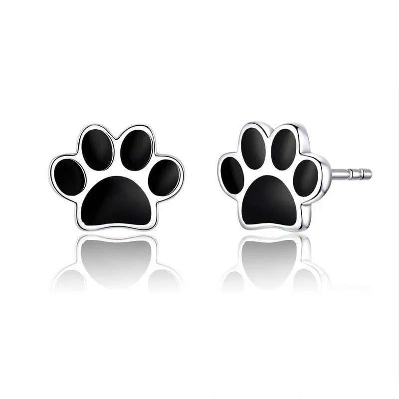 925er Silber Paw Stud Earrings gold/silber/rose/schwarz