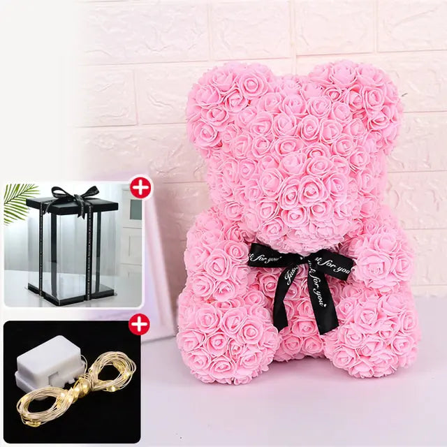 Flower Rose Teddy Bear 25/40cm luminous with box (various colors) 