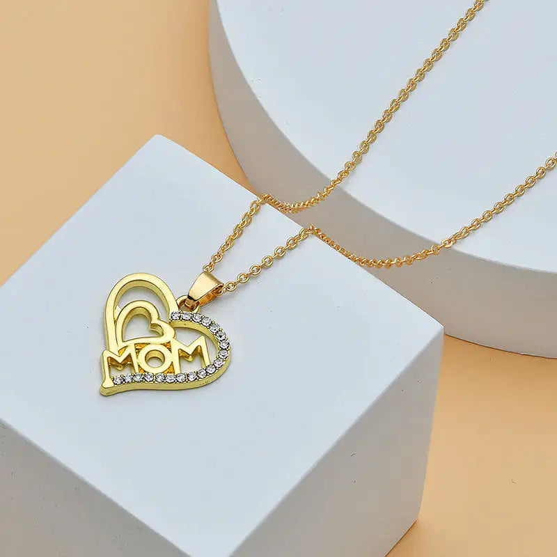 Diamond Heart Mom Necklace (7 different designs)