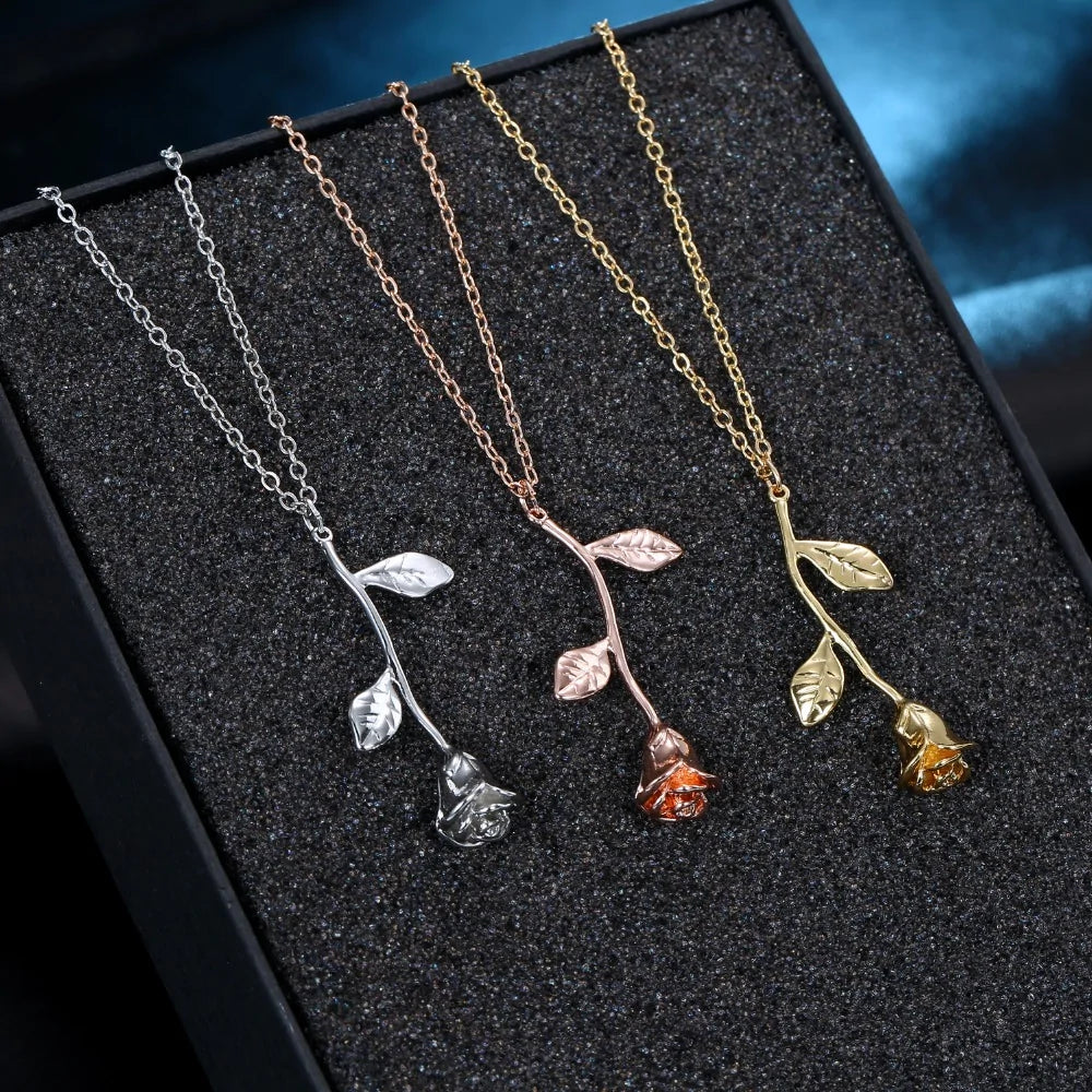 Singular Rose Necklace gold/silver/rose