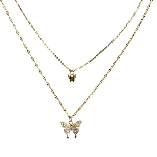 925er Silber Butterfly Necklace gold