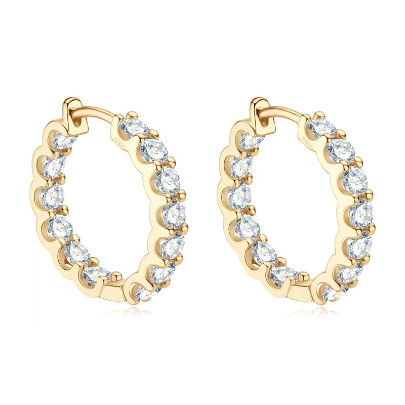 Moissanite Huggie Earrings white/gold