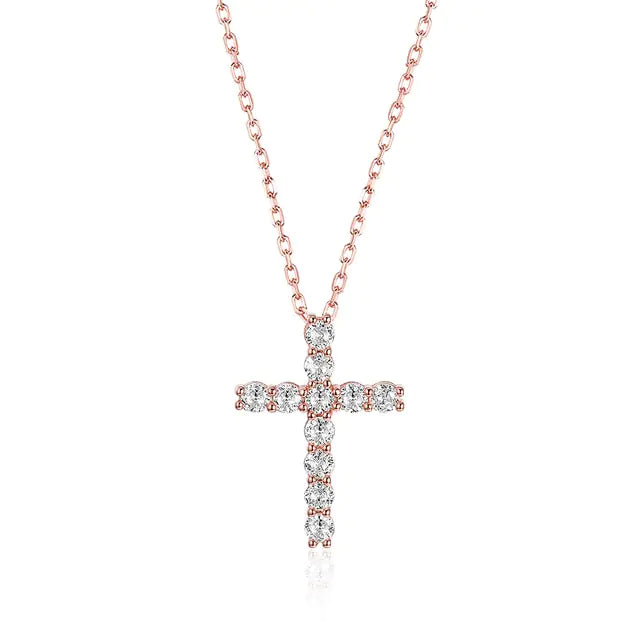 925 silver moissanite cross pendants silver/gold/rose