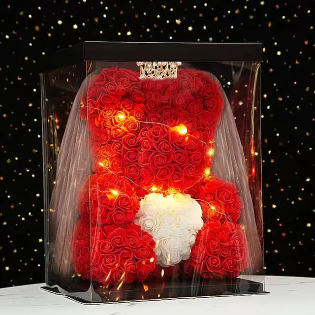 Flower Rose Teddy Bear 25/40cm luminous with box (various colors) 