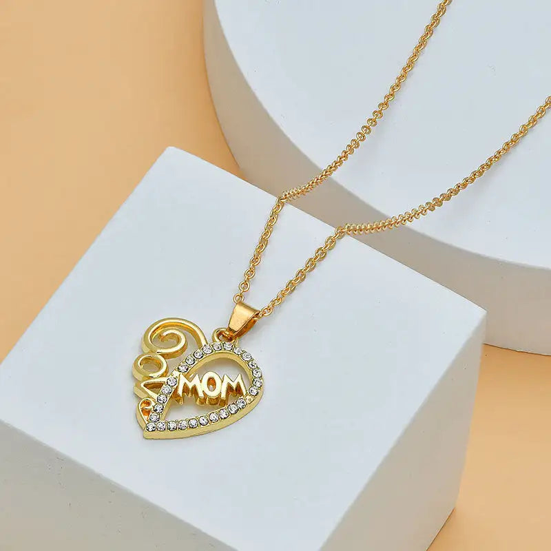 Diamond Heart Mom Necklace (7 different designs)