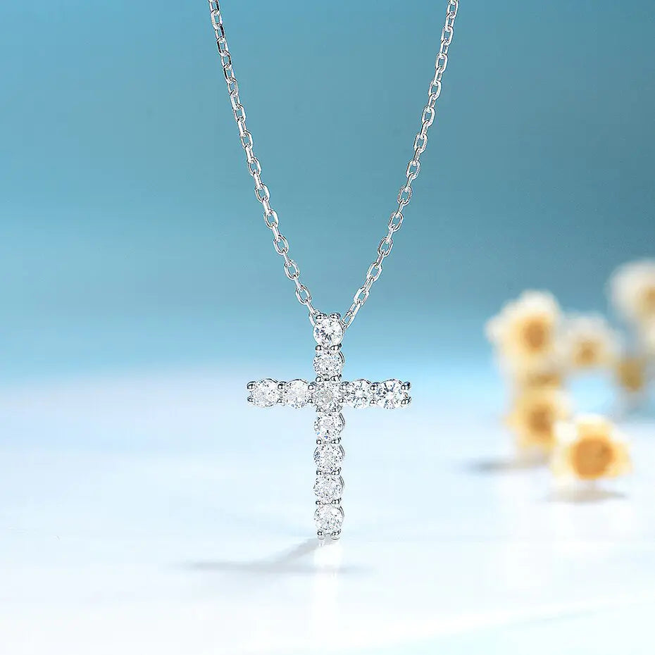 925 silver moissanite cross pendants silver/gold/rose