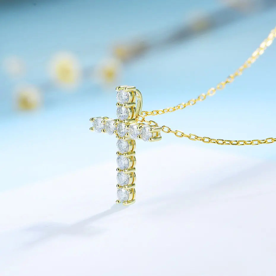 925 silver moissanite cross pendants silver/gold/rose