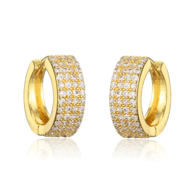 Gold Plated Zircon Cross X Hoop Earrings silber/gold