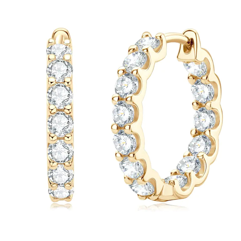 Moissanite Huggie Earrings white/gold