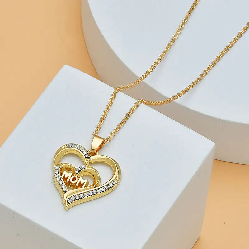 Diamond Heart Mom Necklace (7 different designs)