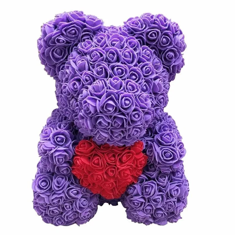 Flower Rose Teddy Bear 40cm with Box (various colors)