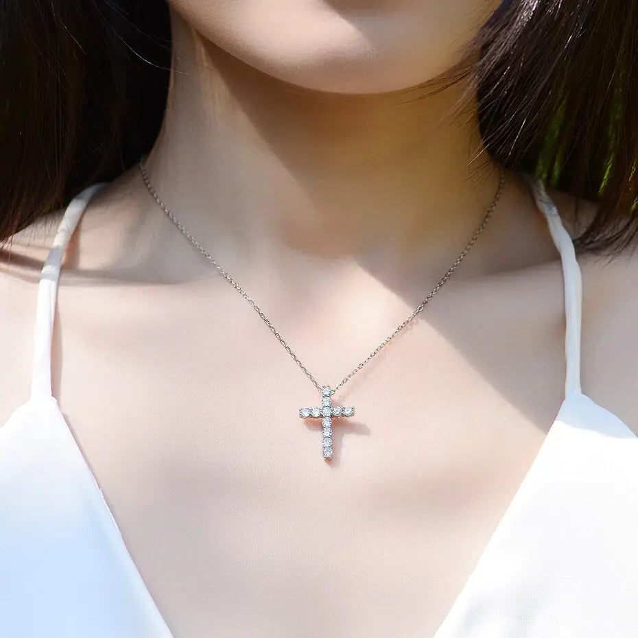 925 silver moissanite cross pendants silver/gold/rose