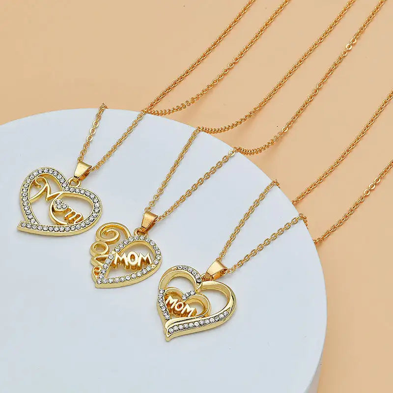 Diamond Heart Mom Necklace (7 different designs)