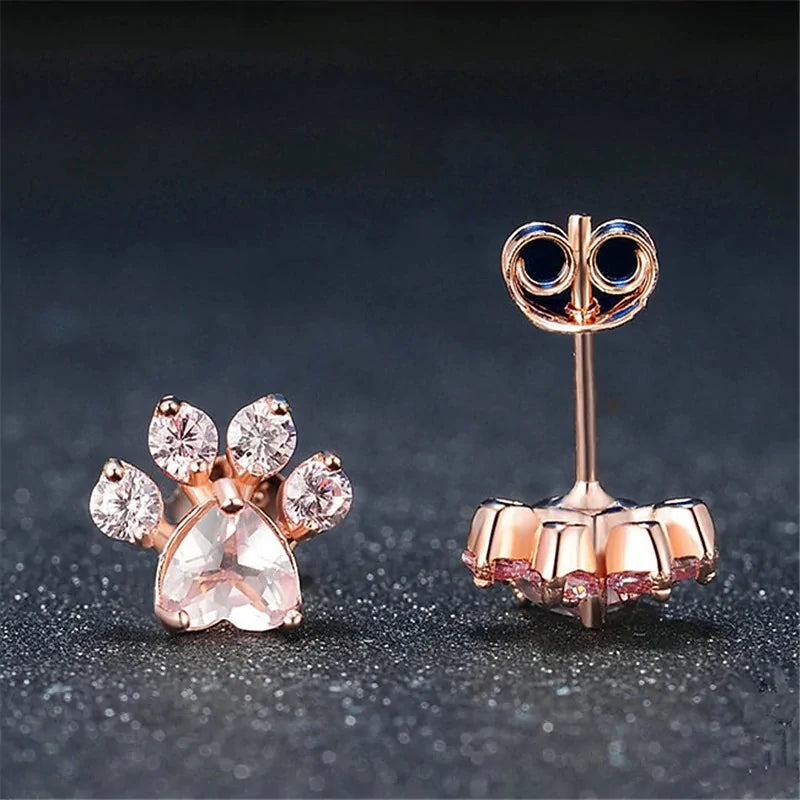 Rose Gold Paw Earrings rose/purple