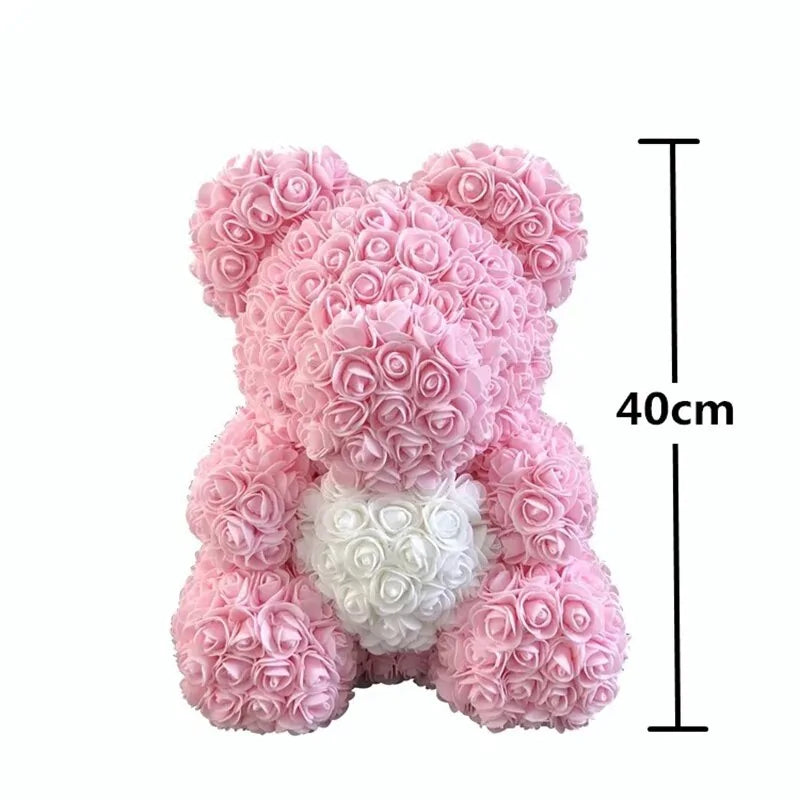 Flower Rose Teddy Bear 40cm with Box (various colors)