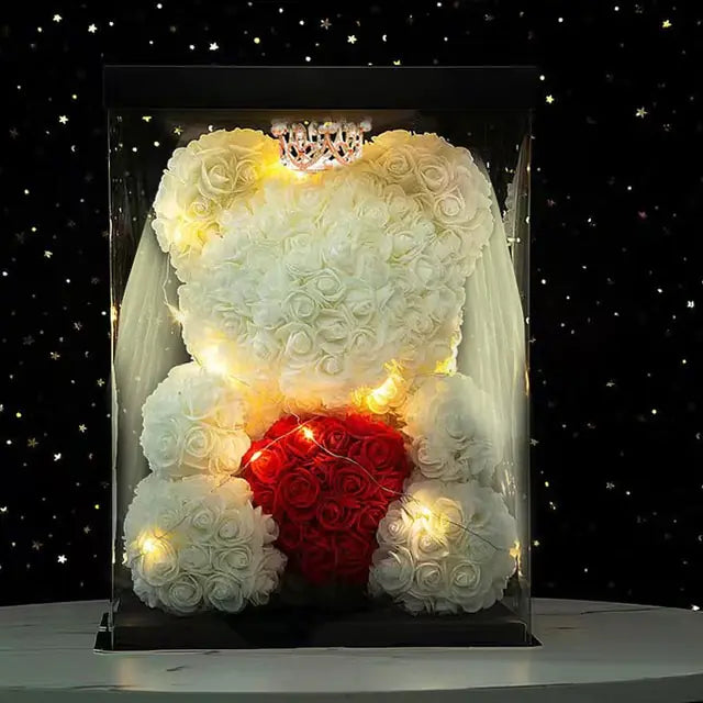 Flower Rose Teddy Bear 25/40cm luminous with box (various colors) 