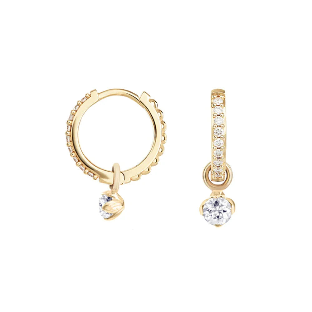 925er Silber Floral Zircon Hoop Earrings