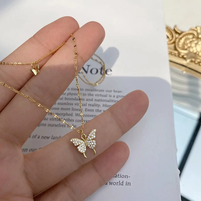 925 silver butterfly necklace gold