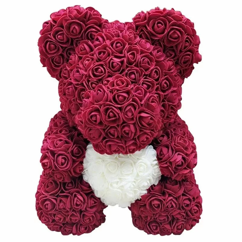 Flower Rose Teddy Bear 40cm with Box (various colors)