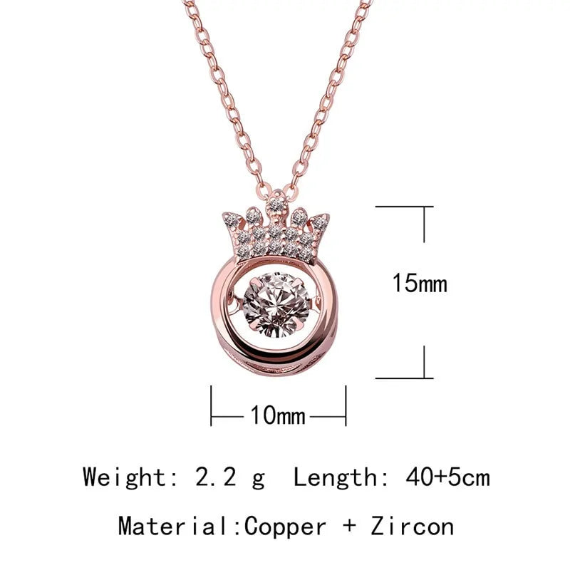 Crown Throbbing Zircon Necklace gold/silver/rose