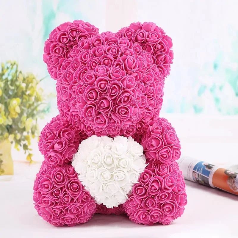 Flower Rose Teddy Bear 40cm with Box (various colors)